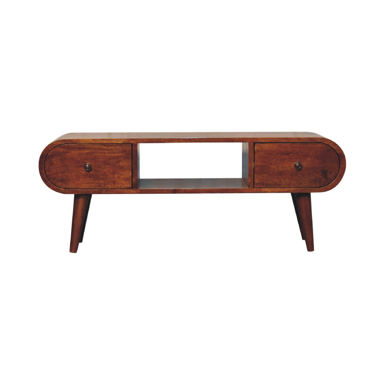 Solid Wood Chestnut Circular TV Unit