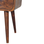 Solid Wood Mini Curve Bedside Nightstand, 1-Drawer, Chestnut