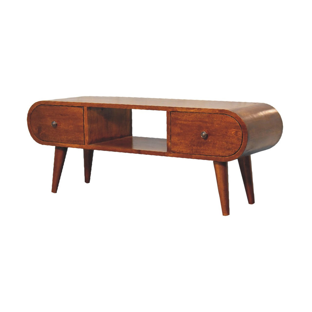 Solid Wood Chestnut Circular TV Unit