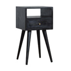 Solid Wood Mini Nightstand, 1-Drawer, 1 Open-Slot, Ash
