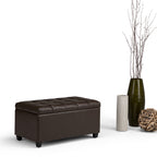Sienna 33 Inch Wide Storage Ottoman Bench in Chocolate
