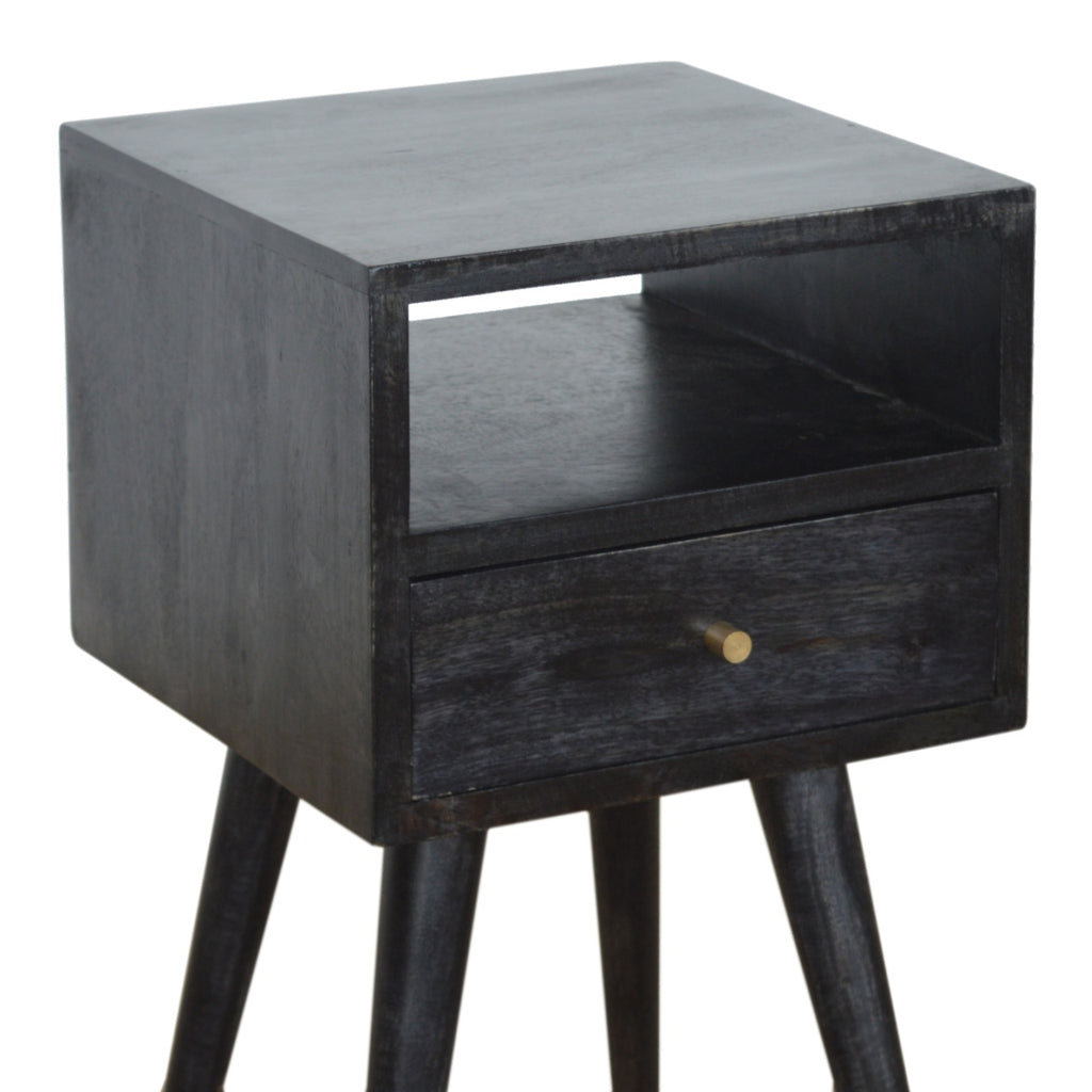 Solid Wood Mini Nightstand, 1-Drawer, 1 Open-Slot, Ash