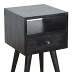 Solid Wood Mini Nightstand, 1-Drawer, 1 Open-Slot, Ash