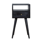 Solid Wood Mini Nightstand, 1-Drawer, 1 Open-Slot, Ash