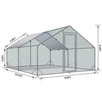 Large Metal Chicken Coop - Poultry Cage with Waterproof Cover