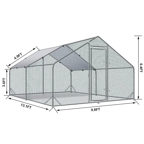 Large Metal Chicken Coop - Poultry Cage with Waterproof Cover