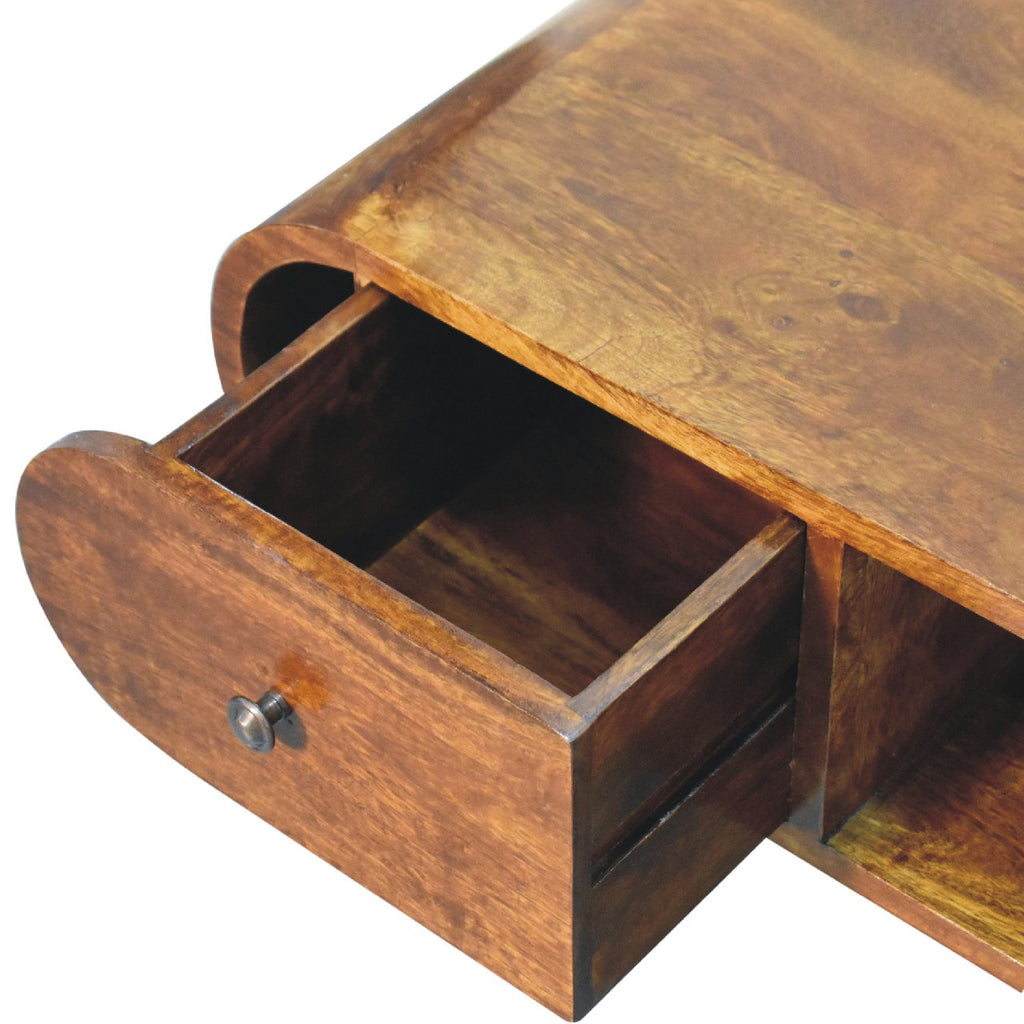 Solid Wood Chestnut Circular TV Unit
