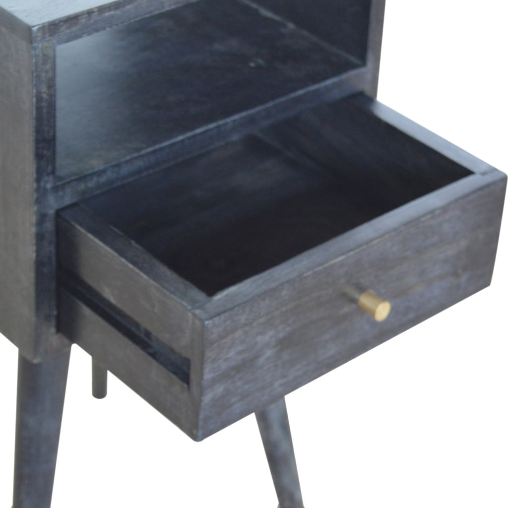 Solid Wood Mini Nightstand, 1-Drawer, 1 Open-Slot, Ash