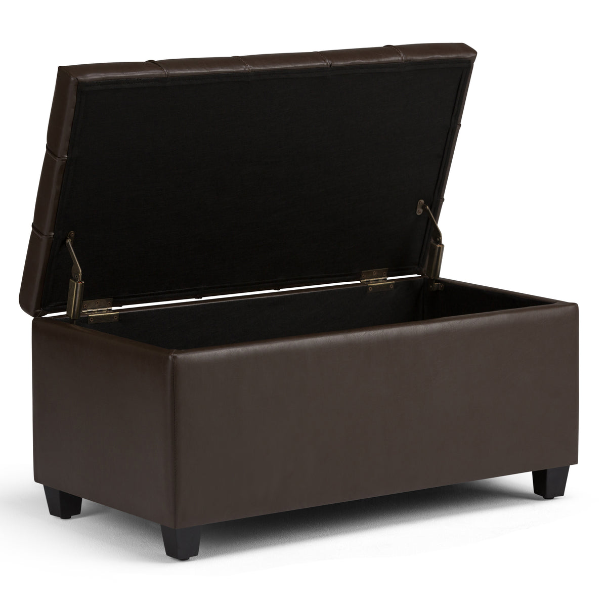 Sienna 33 Inch Wide Storage Ottoman Bench in Chocolate