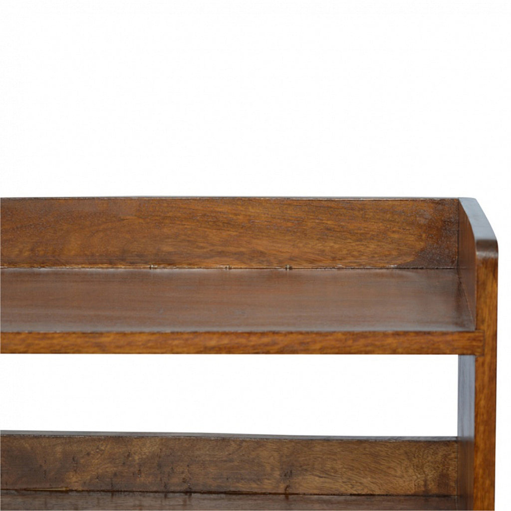Solid Wood Nordic Storage Bench, Open Storage, Chestnut