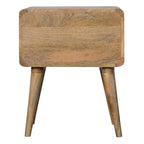 Solid Wood Curved Bedside Table with 2 Drawers