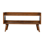 Solid Wood Nordic Storage Bench, Open Storage, Chestnut