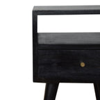 Solid Wood Mini Nightstand, 1-Drawer, 1 Open-Slot, Ash