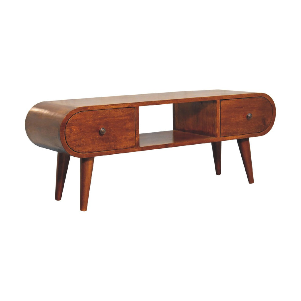 Solid Wood Chestnut Circular TV Unit