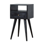 Solid Wood Mini Nightstand, 1-Drawer, 1 Open-Slot, Ash