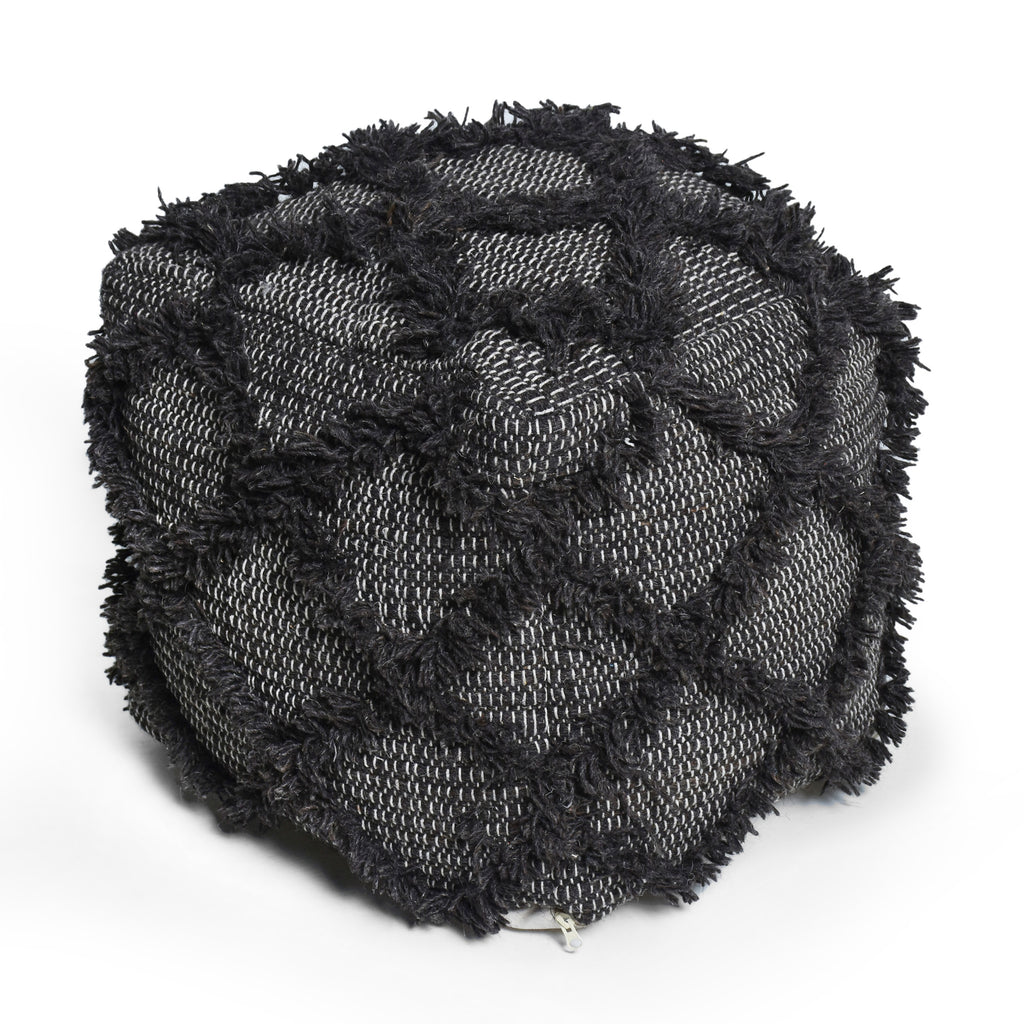 Jumanji Handcrafted Wool and Cotton Pouf