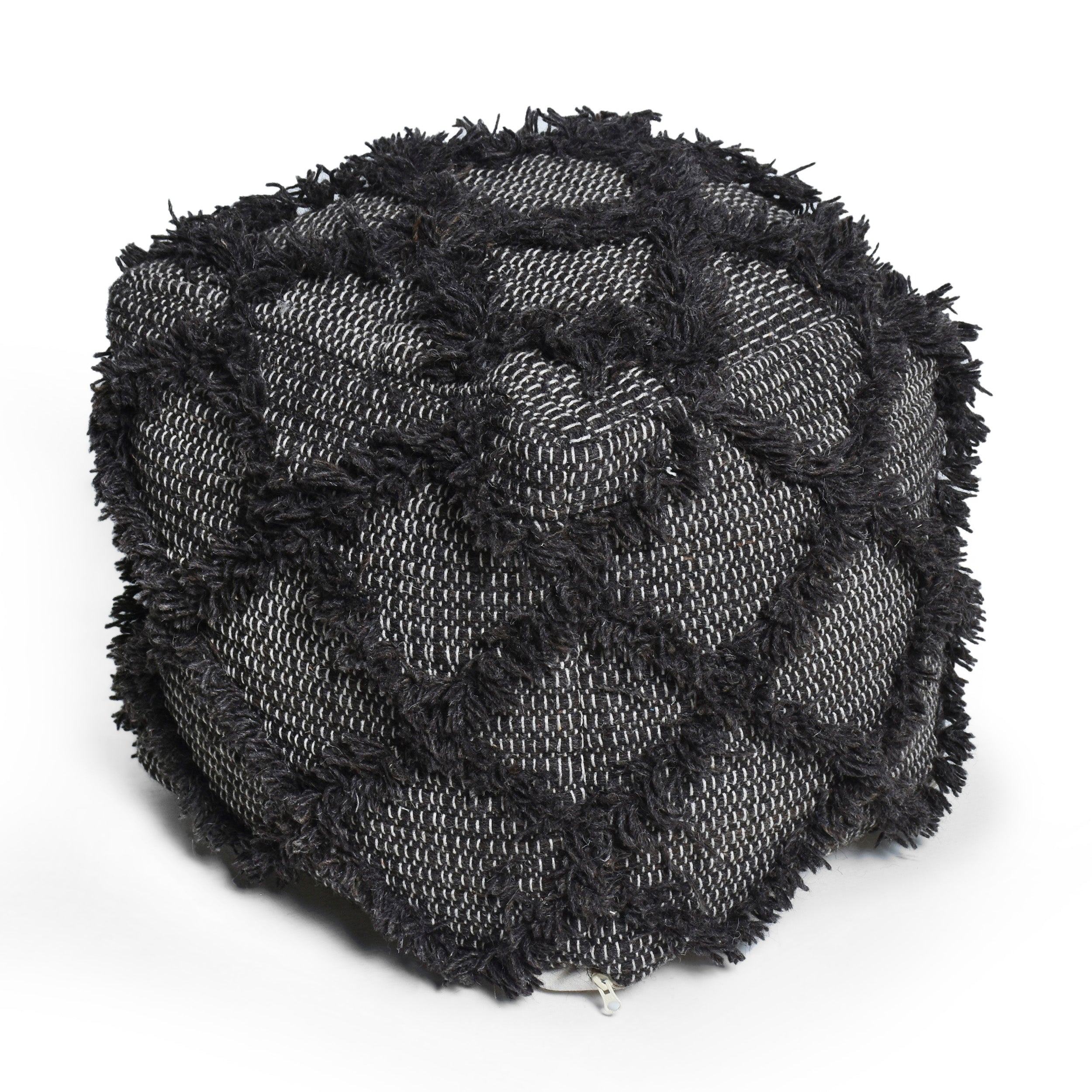 Jumanji Handcrafted Wool and Cotton Pouf