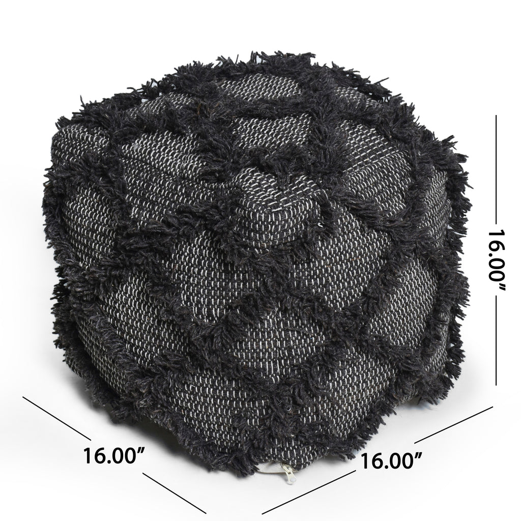 Jumanji Handcrafted Wool and Cotton Pouf