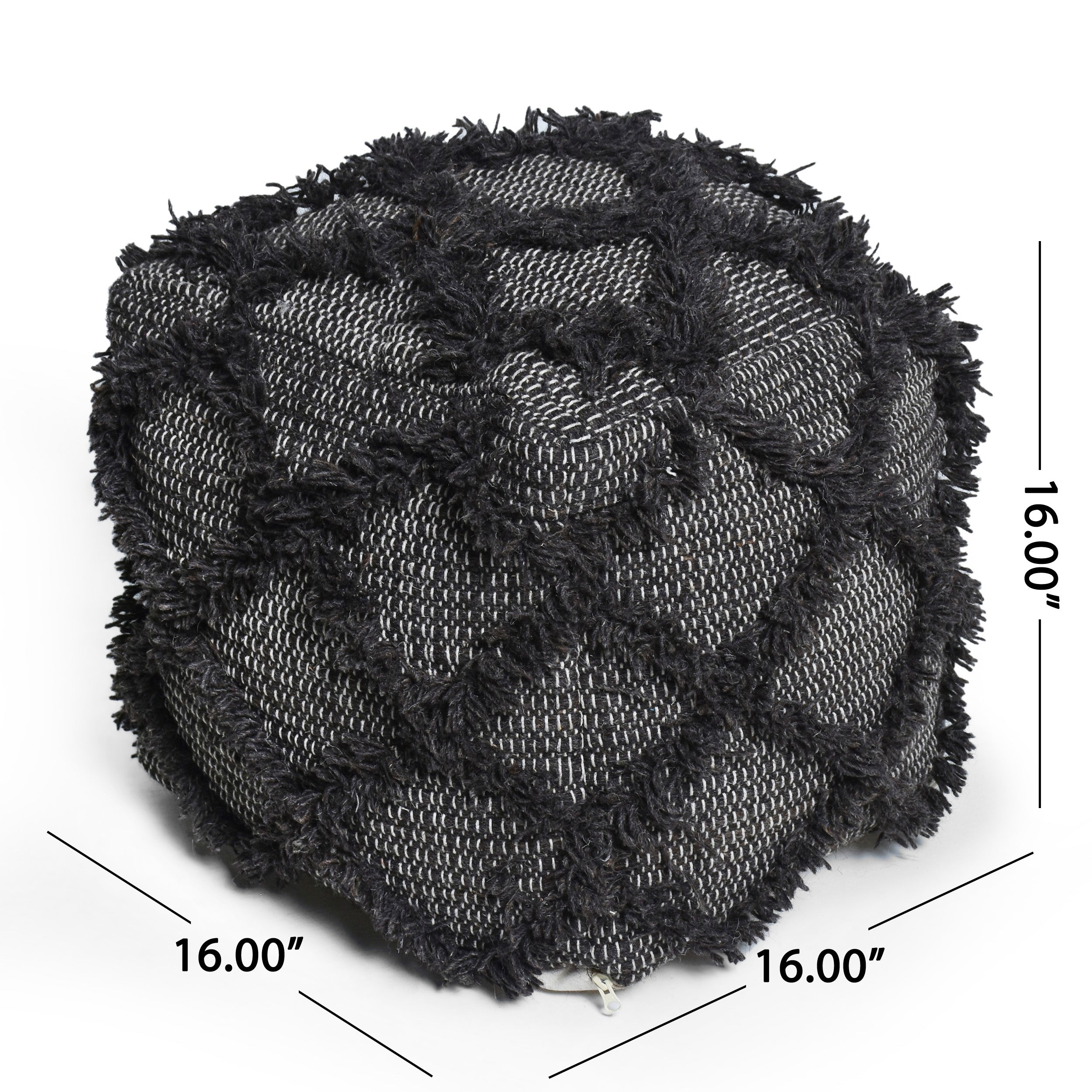 Jumanji Handcrafted Wool and Cotton Pouf