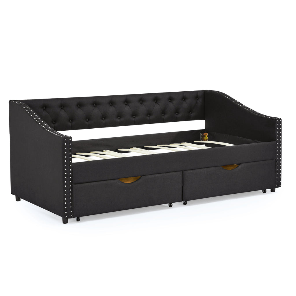 Twin Size Upholstered Daybed with Drawers