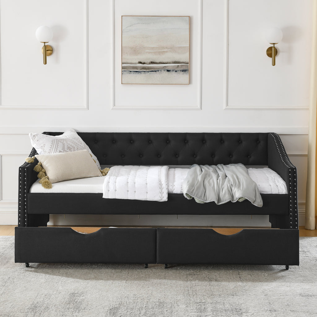 Twin Size Upholstered Daybed with Drawers