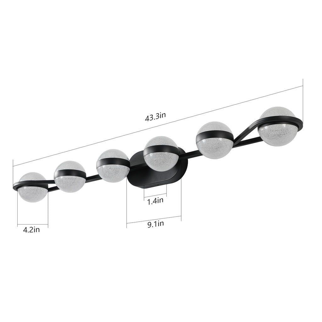 43" Black Minimalist LED Bathroom Vanity Light
