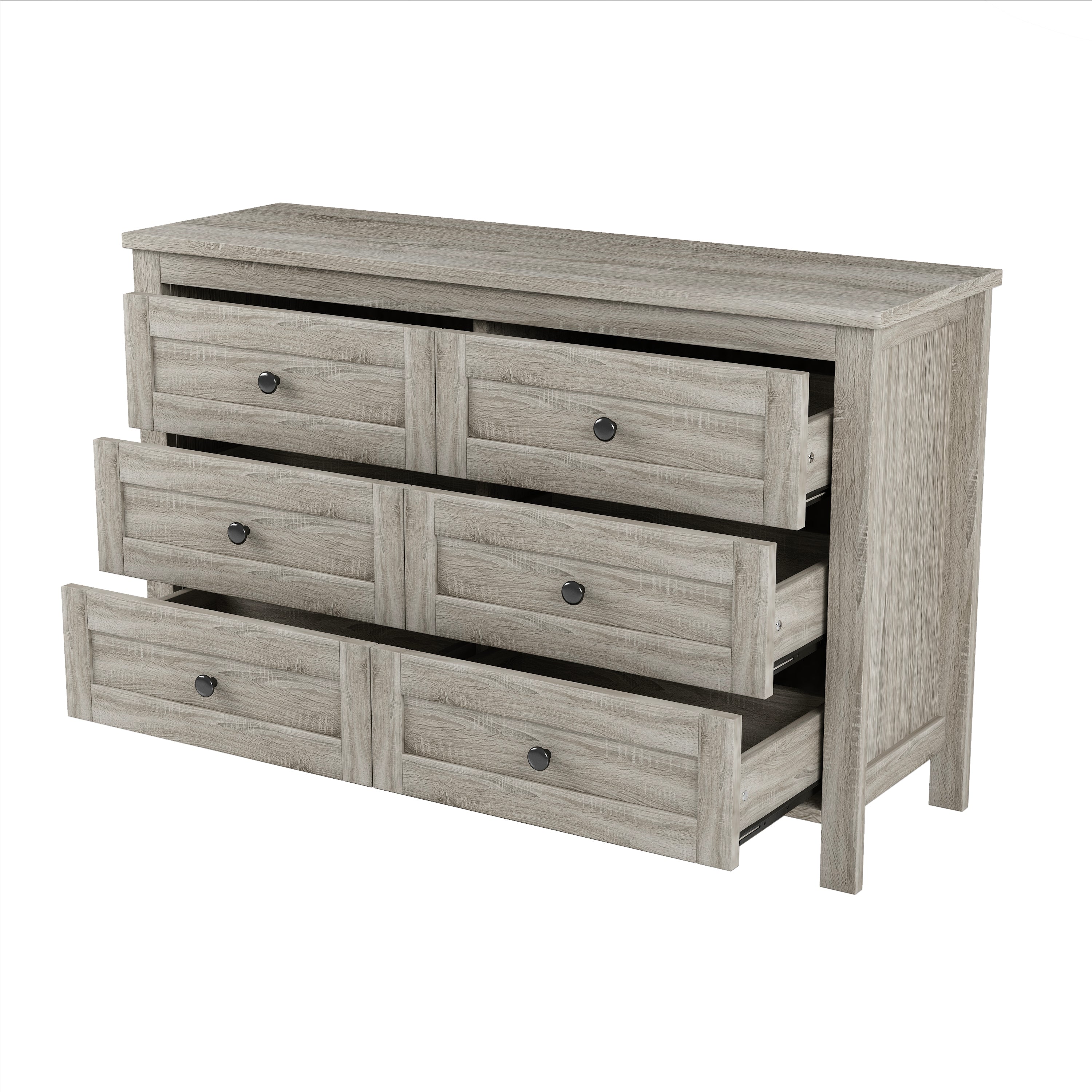 3-Pieces Bedroom Sets Queen Size Farmhouse Platform Bed - Antique Gray
