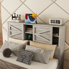3-Pieces Bedroom Sets Queen Size Farmhouse Platform Bed - Antique Gray