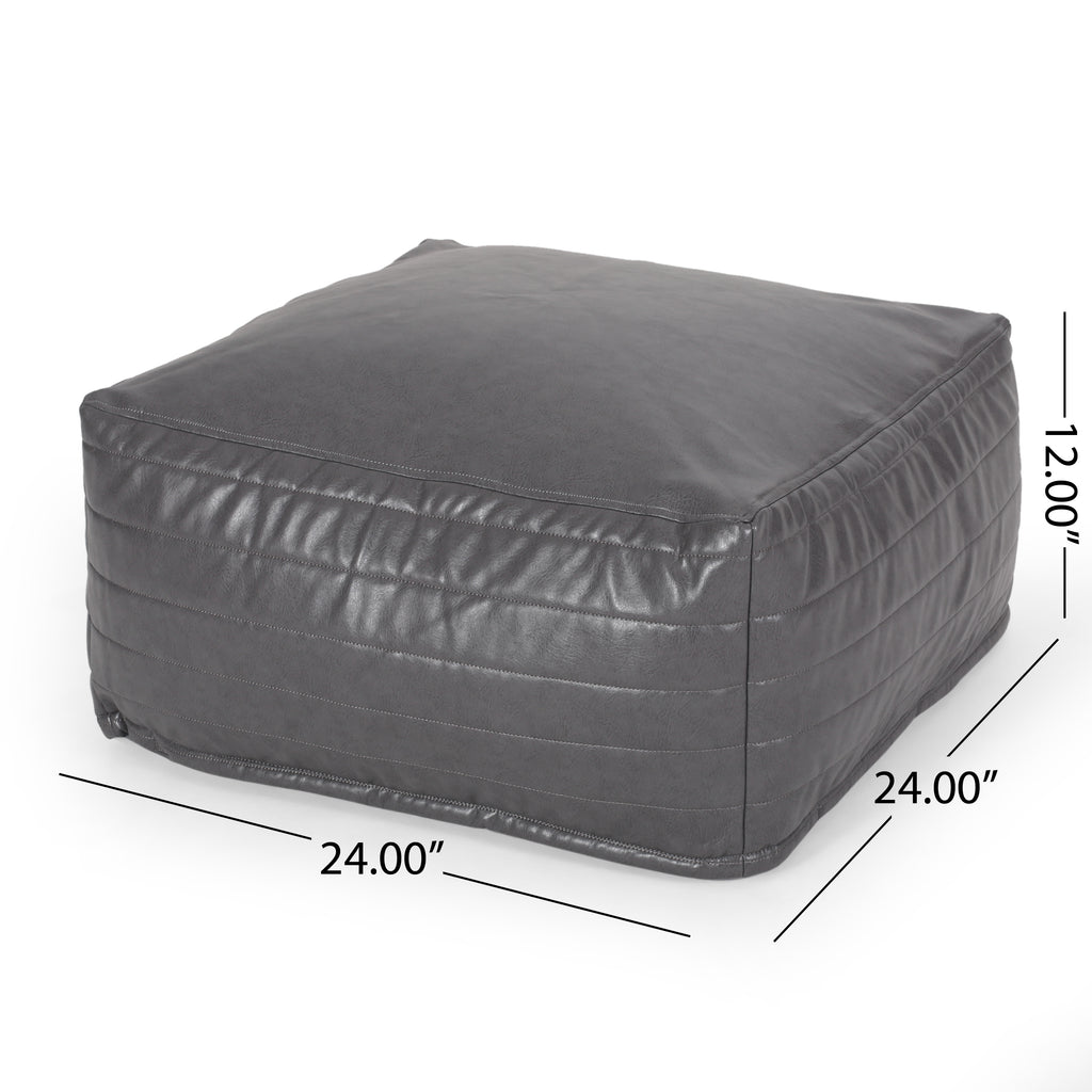Bambo Faux Leather Rectangle Pouf