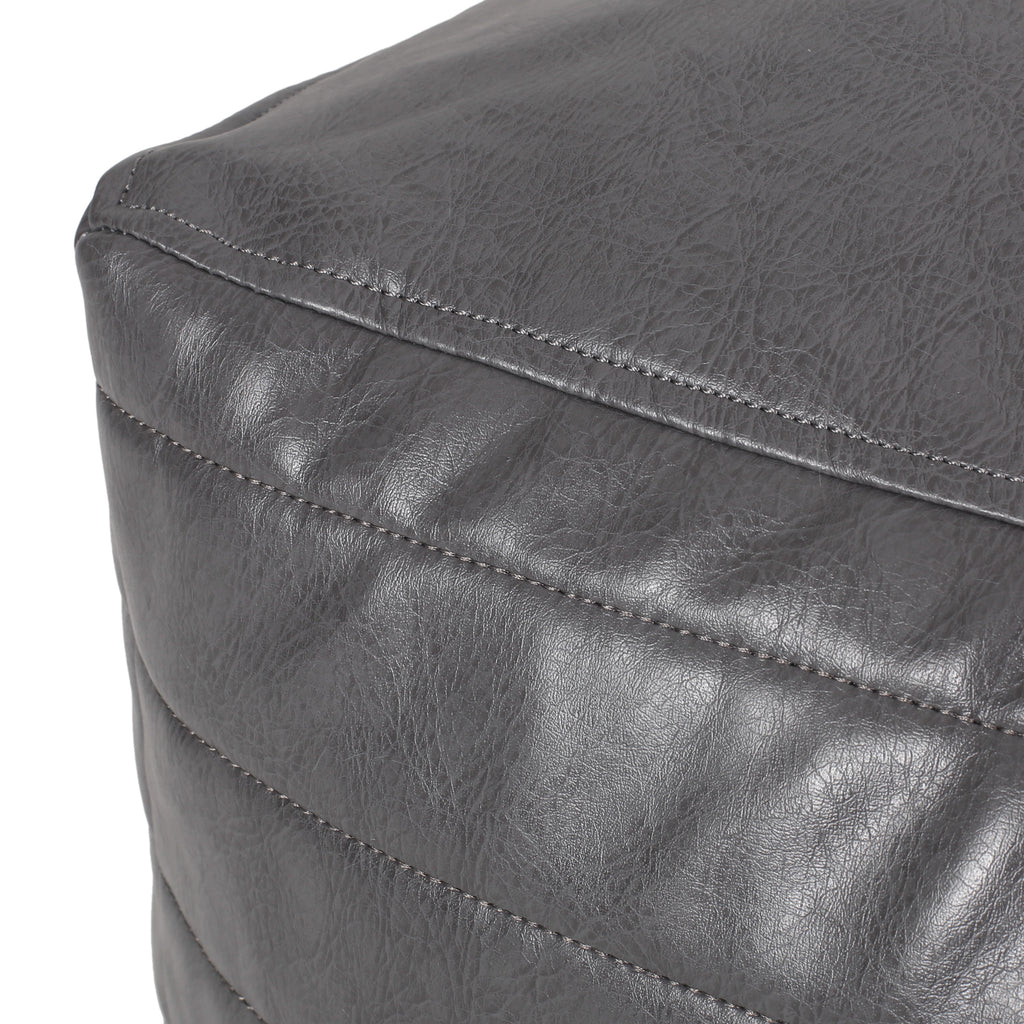 Bambo Faux Leather Rectangle Pouf