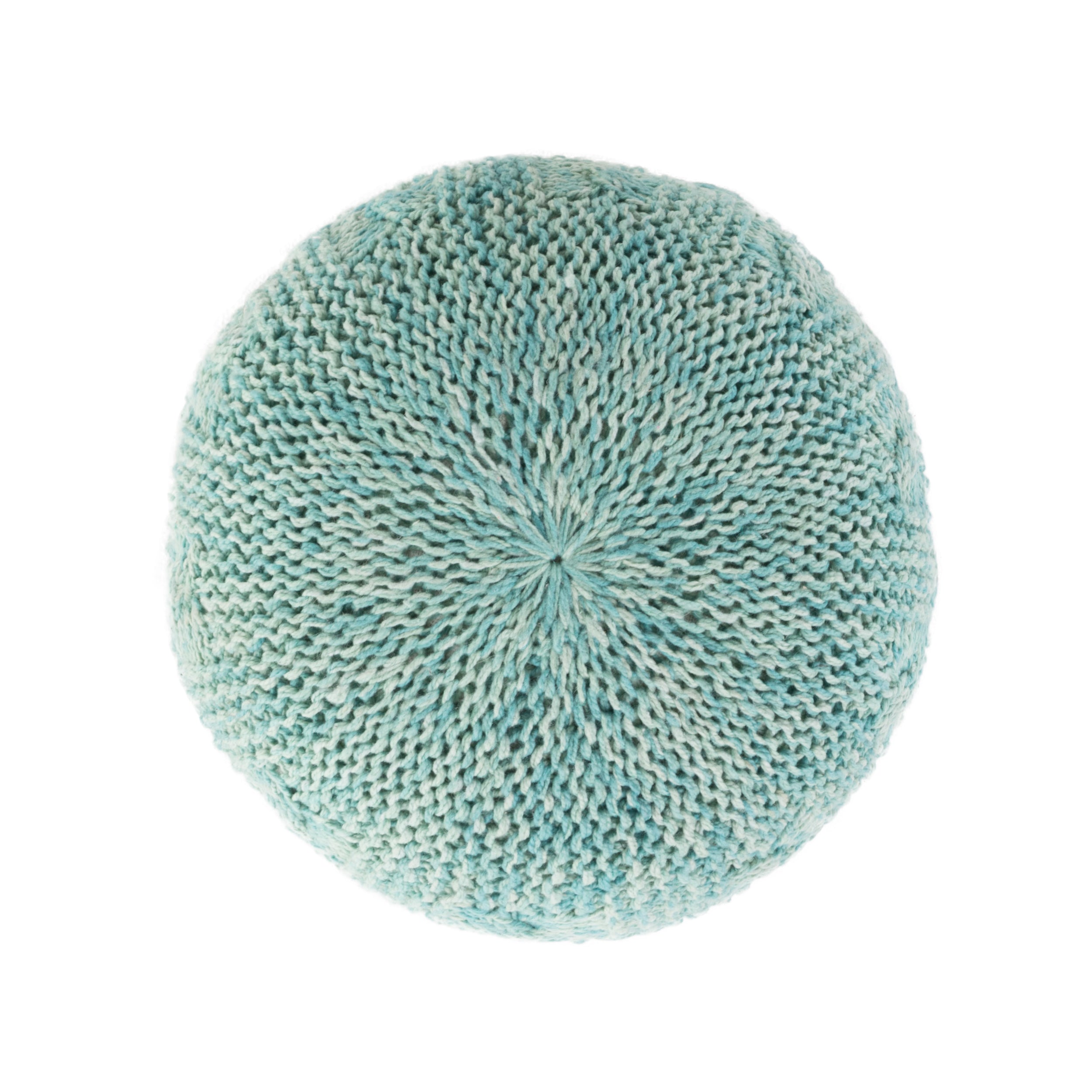 Baltazar Knitted Round Pouf, Aqua