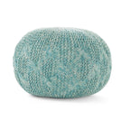 Baltazar Knitted Round Pouf, Aqua