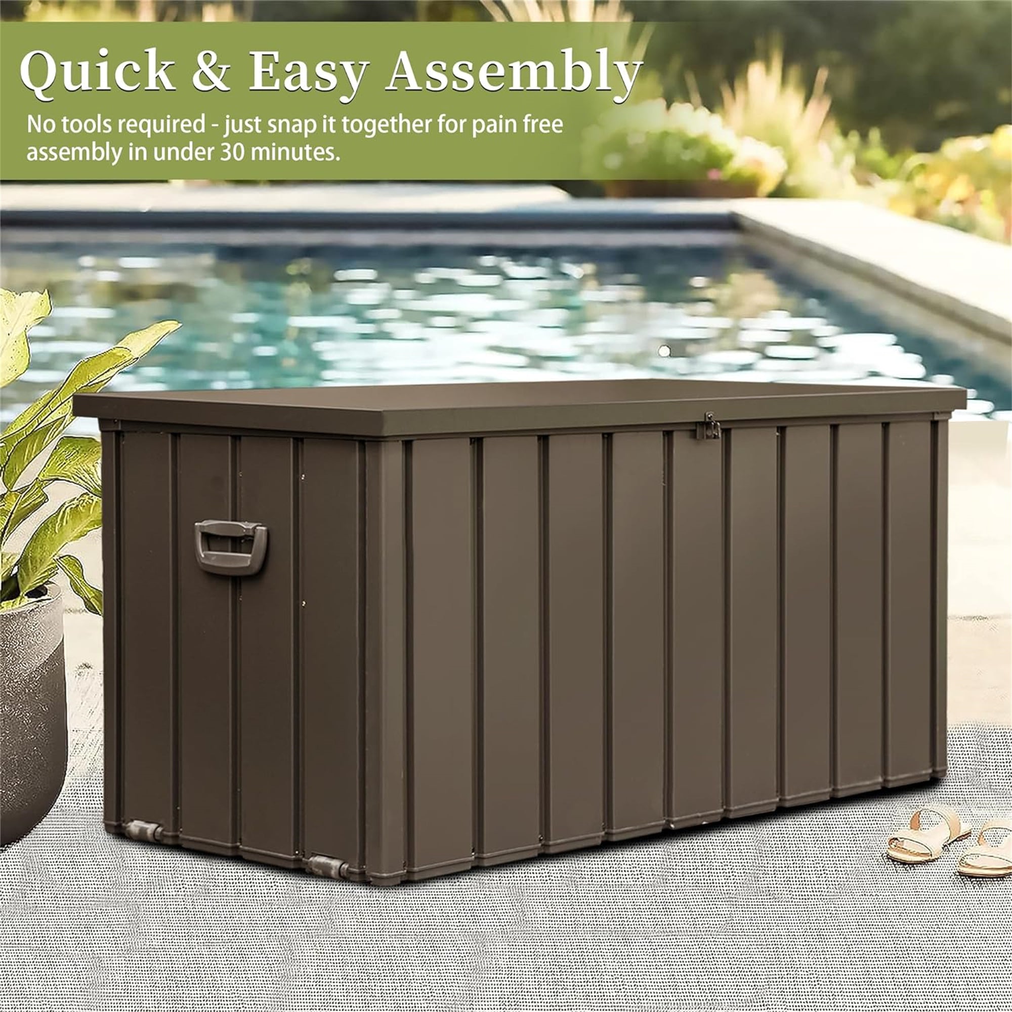 160 Gallon Outdoor Storage Deck Box - Waterproof Dark Brown