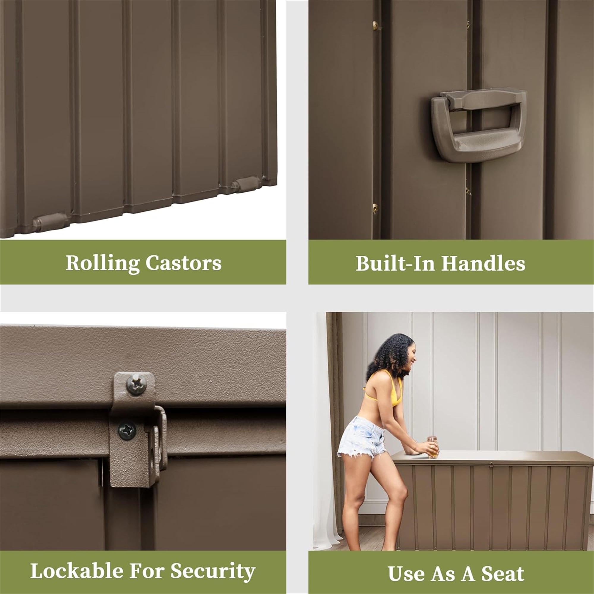 200 Gallon Outdoor Storage Deck Box - Waterproof & Lockable