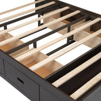 Wood Queen Size Platform Bed with Storage Headboard