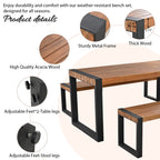 GO 3-Pieces Outdoor Dining Table with Benches