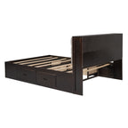 Wood Queen Size Platform Bed with Storage Headboard