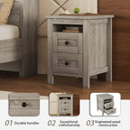 3-Pieces Bedroom Sets Queen Size Farmhouse Platform Bed - Antique Gray