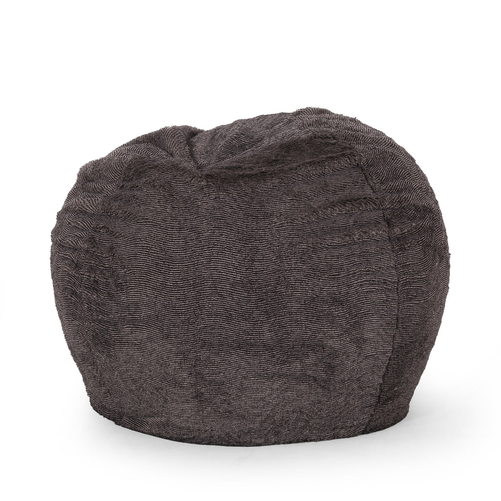Vida 3 Foot Rounded Faux Fur Bean Bag, Brown/Beige