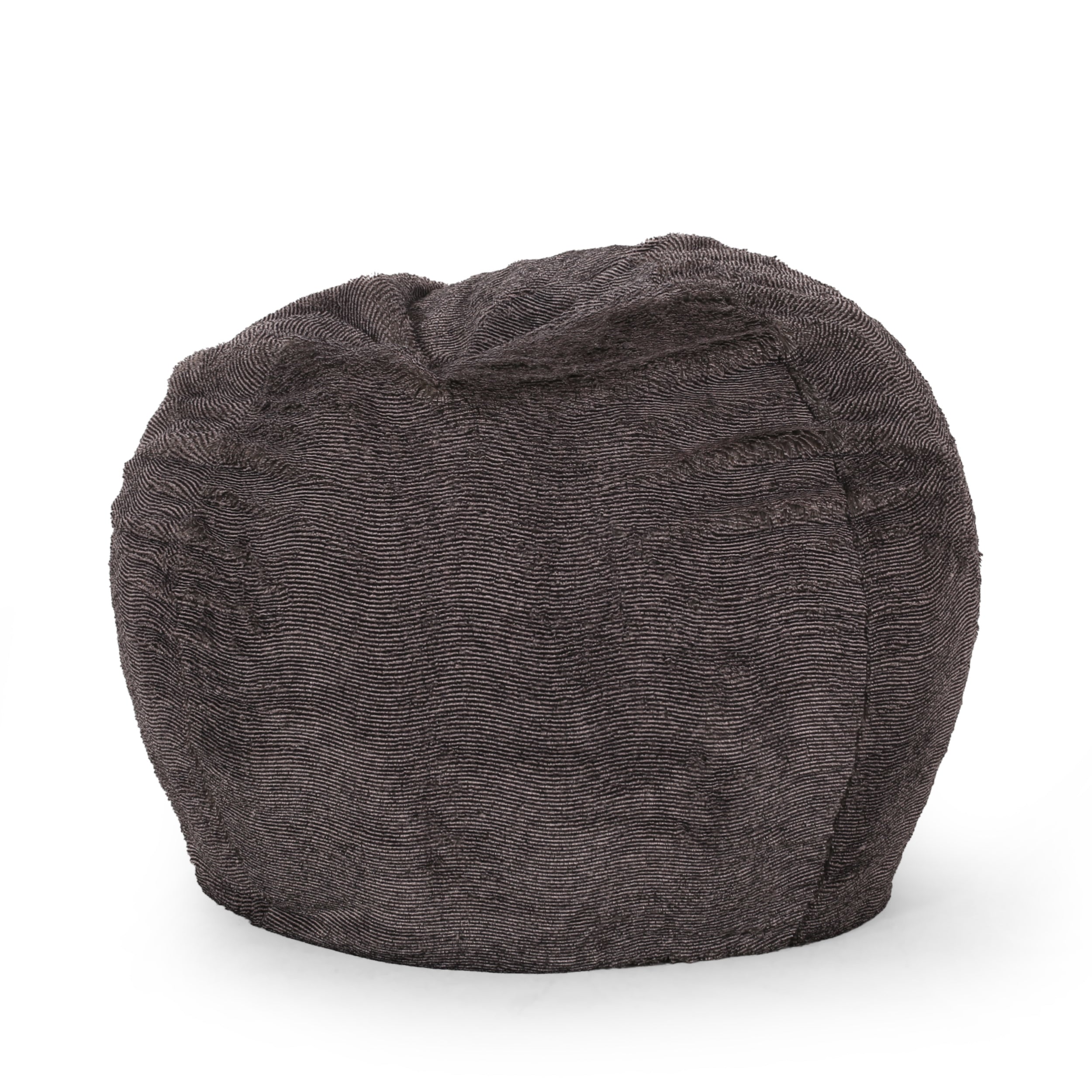 Vida 3 Foot Rounded Faux Fur Bean Bag, Brown/Beige