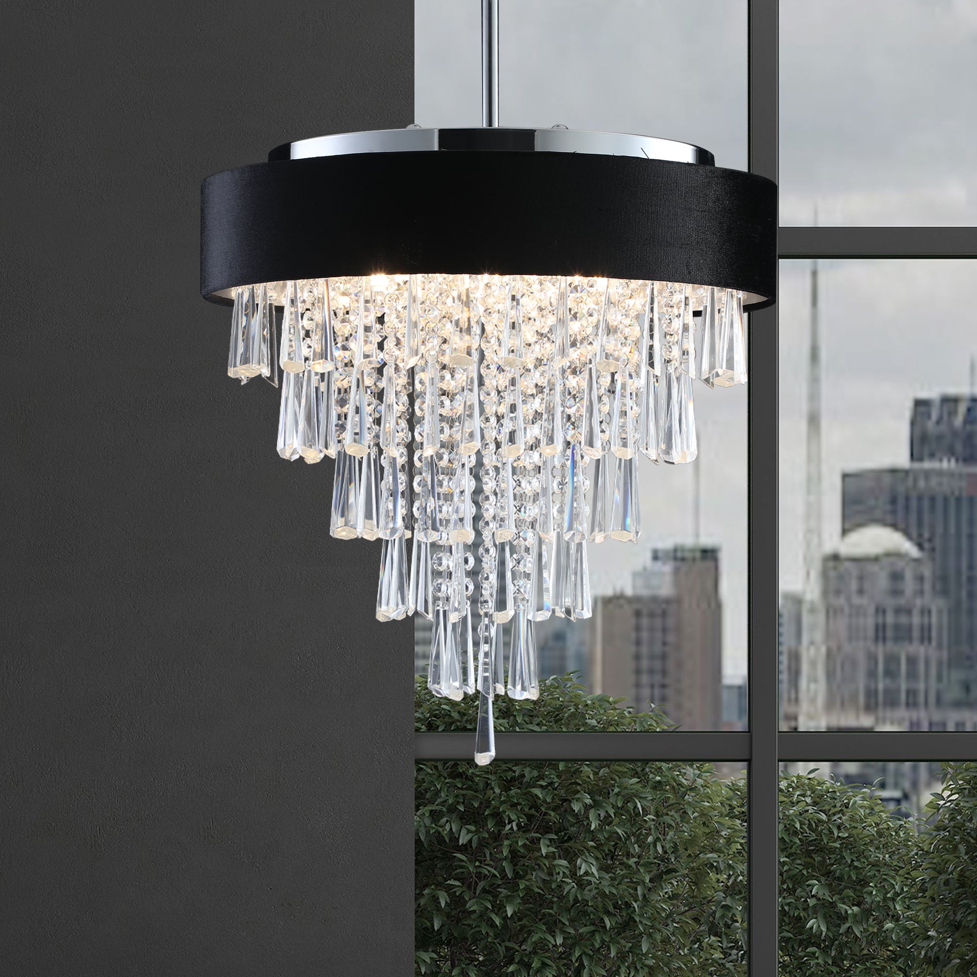 18-inch Modern Crystal Chandelier with Adjustable Height