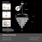 18-inch Modern Crystal Chandelier with Adjustable Height