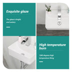 Stain Resistant Rectangular Bathroom Sink - 14.5x10 Inch