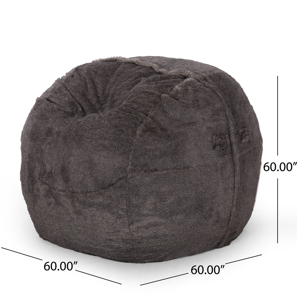 Lily Modern 5 Foot Faux Fur Cozy Bean Bag, Brown/Beige