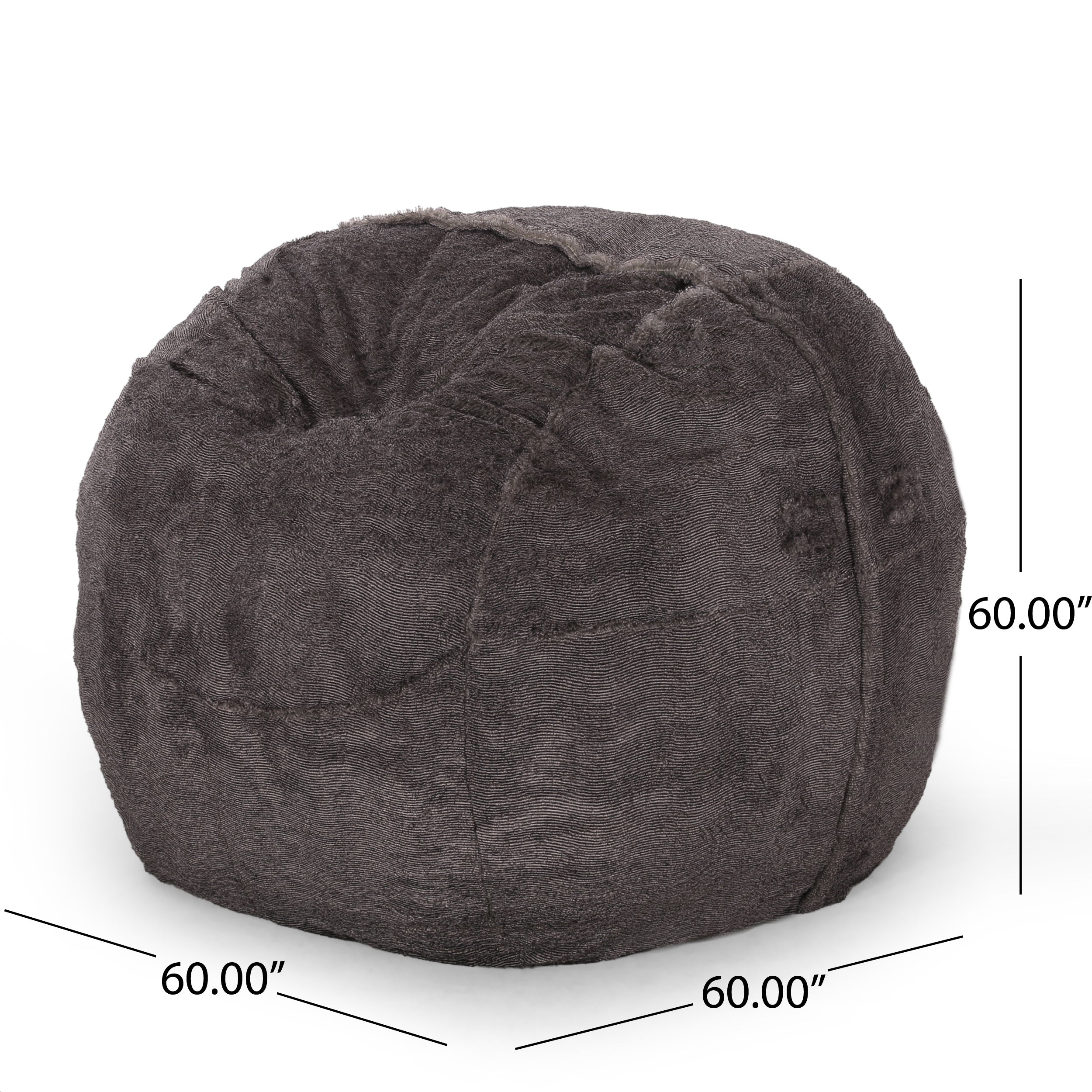 Lily Modern 5 Foot Faux Fur Cozy Bean Bag, Brown/Beige