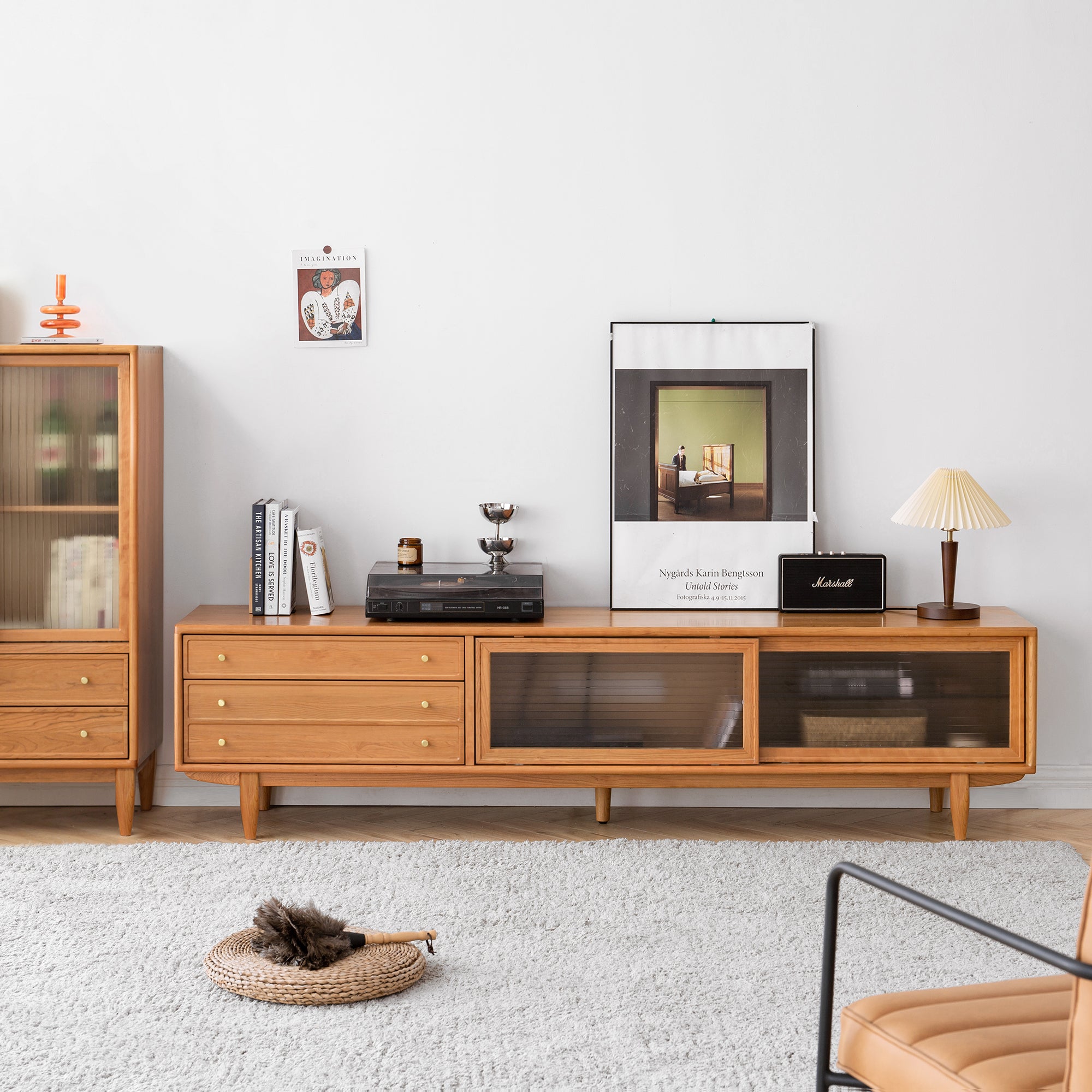 North America FAS Grade Solid Cherry Wood TV Cabinet