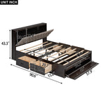 Wood Queen Size Platform Bed with Storage Headboard