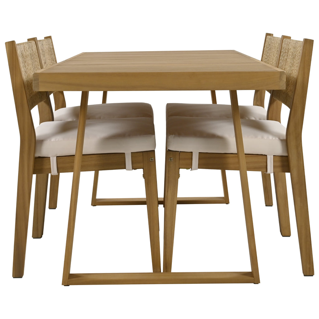 U_Style Multi-Person Outdoor Acacia Wood Dining Table and Chair Set