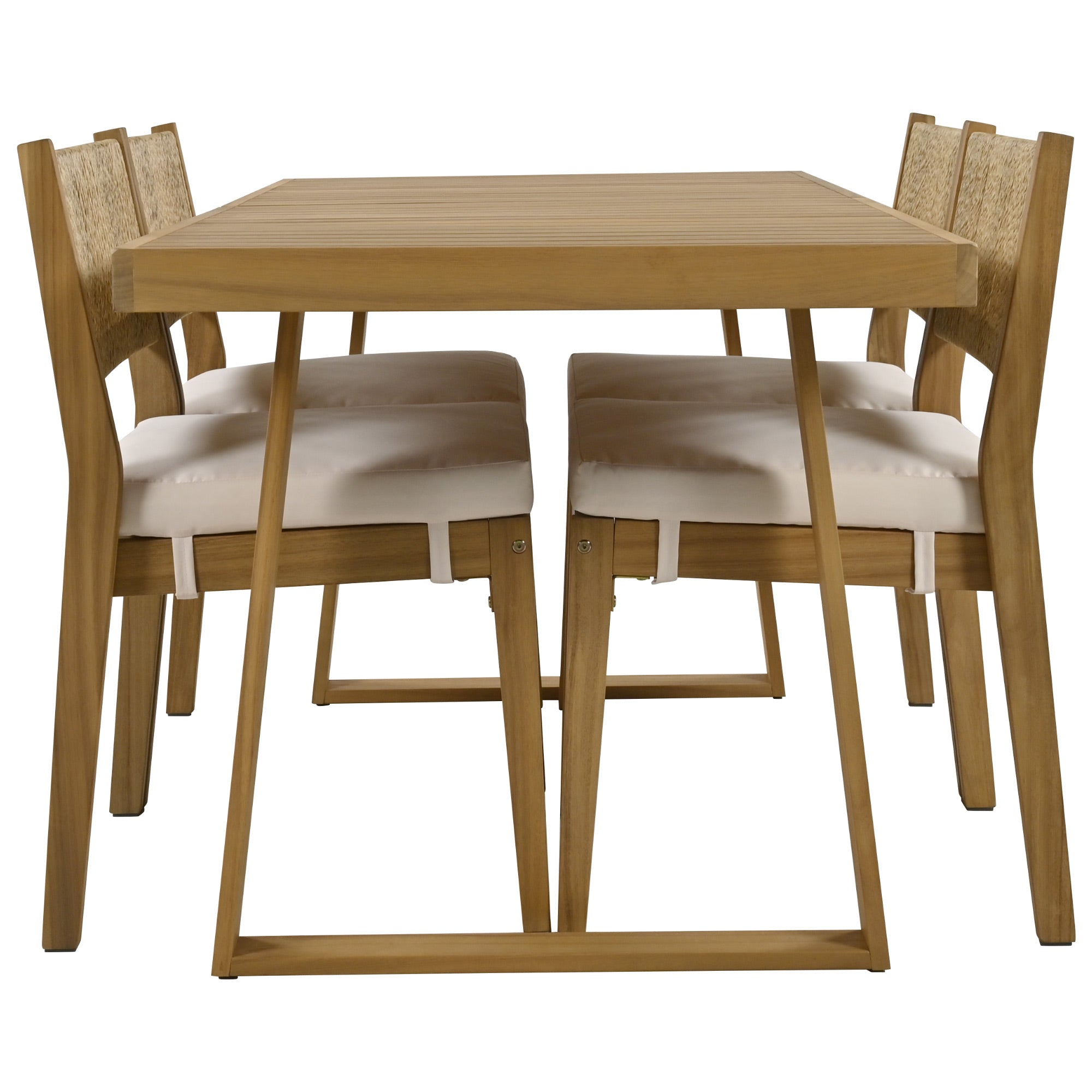 U_Style Multi-Person Outdoor Acacia Wood Dining Table and Chair Set