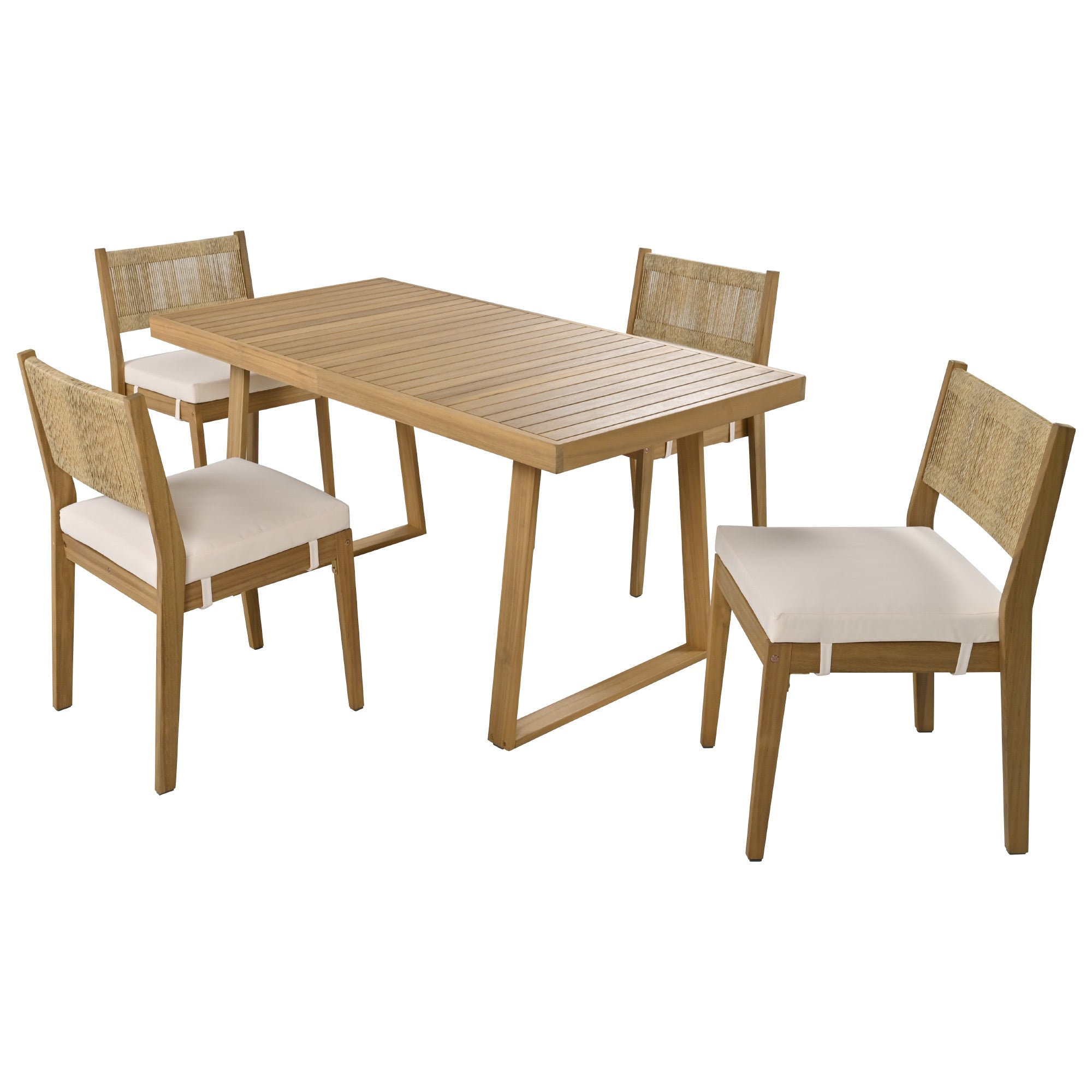 U_Style Multi-Person Outdoor Acacia Wood Dining Table and Chair Set